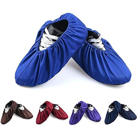 PlasMaller 5 Pairs Non Slip Washable Reusable Shoe Covers Cotton and Polyester for Household Thickened Boot Covers, 5 Colors, XL Cover