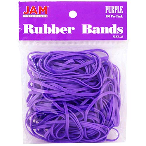 JAM PAPER Colorful Rubber Bands - Size 33 - Purple Rubberbands - 100/Pack