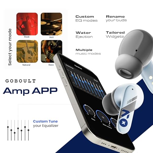 Image of GOBOULT Z40 Pro v2.0 in Ear Earbuds with ANC, 100H Playtime, Amp App Support, Active Noise Cancellation, Quad Mic ENC, Dual Device Pairing, 13mm Driver, Bluetooth 5.4 Wireless (Cloud Blue)
