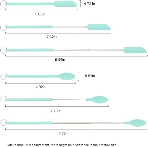 Juego de mini espátulas telescópicas de silicona con cucharas de raspado, espátulas resistentes al calor, tamaño de mango, mini espátula de
