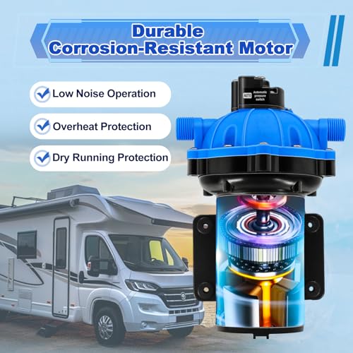 Image of 7.5 GPM 80 PSI Washdown Deck Wash Pump Kit, 12V Washdown Pump Kit with Strainer and Pressure Switch for RV,Boat,Sprayer,Travel Trailers,and Yacht -Freshwater Saltwater