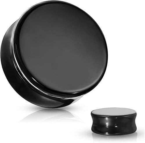 soscene Calibres para los oídos de obsidiana negra maciza tapones para los oídos doble sillín