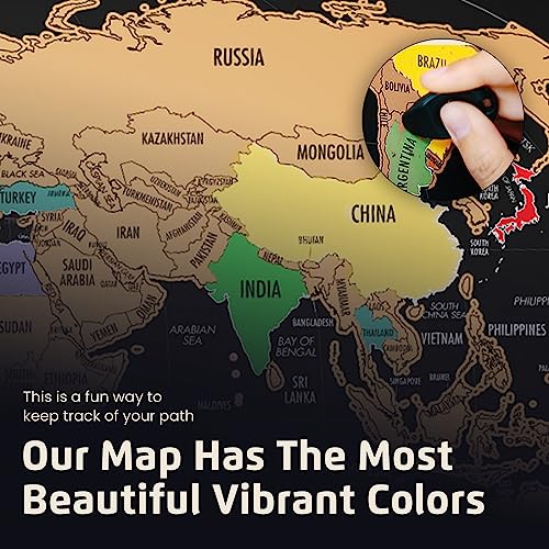 Landmass - 17 X 24 Inches Scratch Off Map Of The World Poster - Scratch Off World Map Print - Wall Art - Deluxe Travel Tracker Map - Gift Idea - Gift For Travelers #TOP4