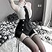 SINGUYUN Women's Office Secretary Uniform Sexy Teacher Costume Cosplay Lingerie With Socks (2489White Black)