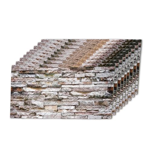 3D Faux Brick Wall Panels Lightweight Styrofoam Cladding for Interior & Exterior Use | DIY Decorative Panels | 9 Pack (40x20) | Ideal for Living Room Kitchen Outdoor Walls Gemstone