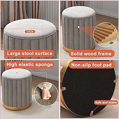 Image of Mudda Pouf Round Sitting Foot Stool for Office Room Decor, Upholstered Pouffe Puffy for Foot Rest, Ottoman Stool for Living Room Sitting Pouffes - (Red Set of 2)