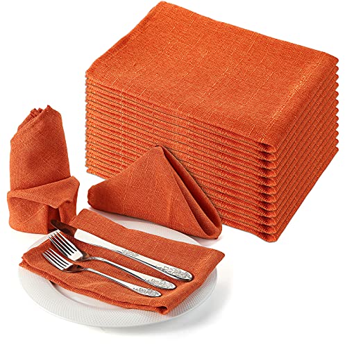 TOPZEA Lot de 12 serviettes de table réutilisables en tissu polyester pour dîner, mariage, Thanksgiving et fêtes, orange 45 x 45 cm Cover