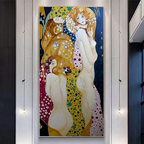Peinture à l'huile nue femme endormie Klimt sur grande toile