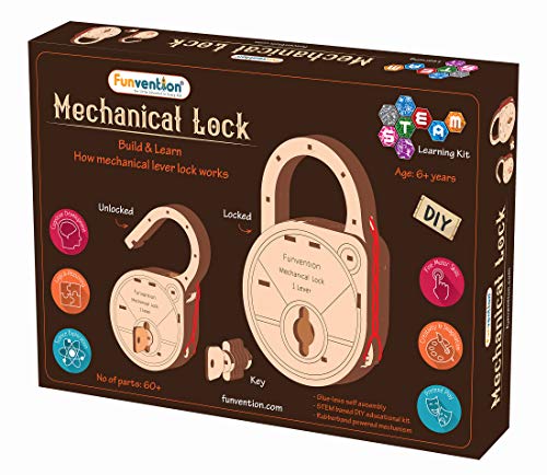 Image of Funvention DIY Mechanical Lock with Key (Pack of 6) - Build Working Lock Yourself - STEM Learning Birthday Return Gifts Party Pack