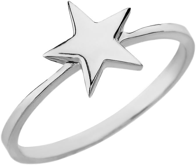 High Polish 925 Sterling Silver Star Stackable Classic Ring