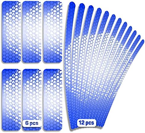 Reflective Stickers for Bikes 18pc (blue)-Waterproof, High Visibility Bike Stickers for Flat Surfaces-Nighttime Safety Reflective Stickers for Helmet,Bicycle & Motorcycle-Adhesive Bicycle Reflectors