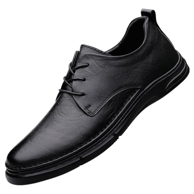Men's Stitching Leather Lace-Up Dress Oxford Shoes Comfortable Anti-Slip Pointed Toe Causal Shoes Business Party Formal Shoes