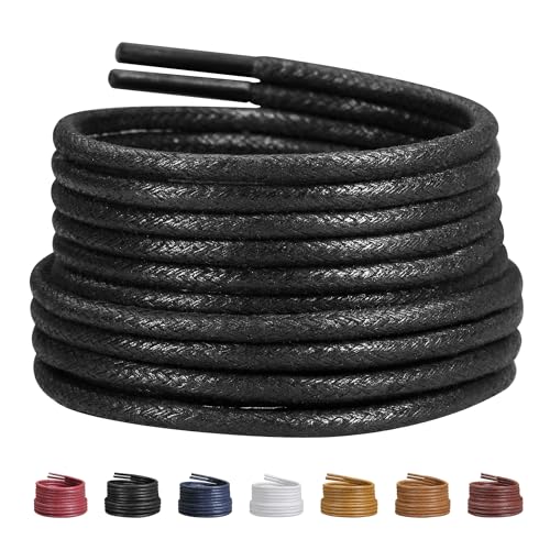 LyloLyla Black Shoe Laces for School Shoes - Thin Waxed Round Laces for Kids | Dress & Formal Oxford Boot Laces for Men & Women 70cm 2 Pairs