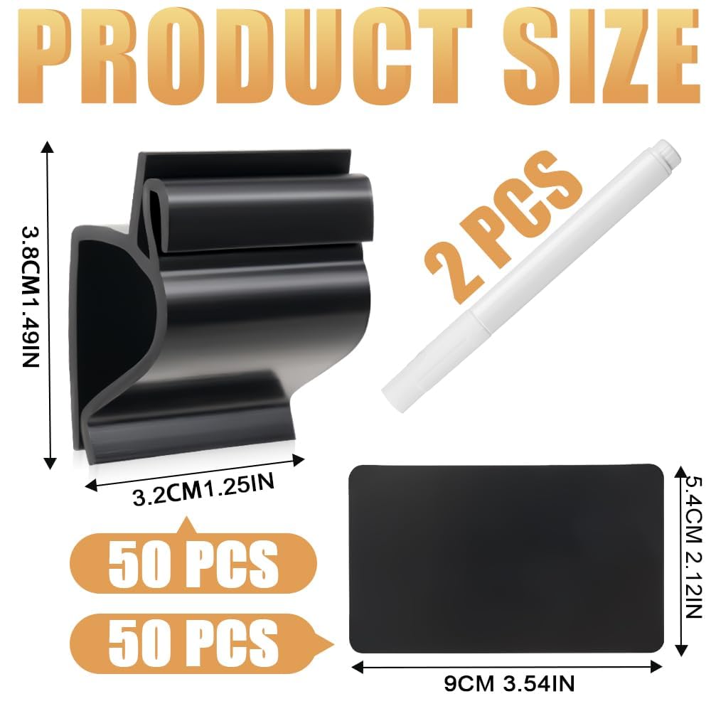 50 Stück schwarze Schild-Etiketten, Kreidetafel-Schilder, Clip für Lebensmittel, Kunststoff, Lebensmitteletikettenhalter, Buffet-Preisschild-Halter für Geschäft, Geschäft, Supermarkt