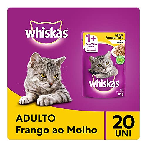 Kit Ração Úmida Whiskas Sachê Frango ao Molho para Gatos Adultos 20x85g