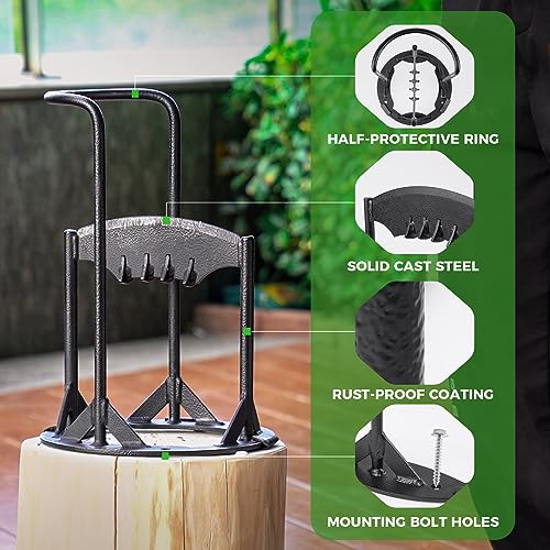 12” x17 Kindling Splitter for Wood, XL Log Splitter with 5LB Sledge Hammer Cast Steel Firewood Cracker Heavy Duty Wedge, Manual Splitting Tool for Home (XL)