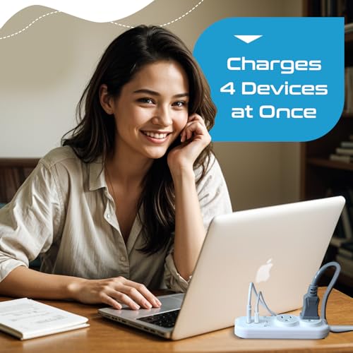 Image of Travel Power Strip by Ceptics - Small & Compact - Surge Protector - Grounded USB + Type C - 2 USA Outlets Input - Plugs for Europe, Asia, China, USA, South America