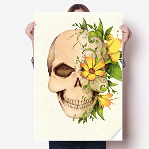 Autocollant fleur crâne squelette DIYthinker poster grand format 80x55cm - 2