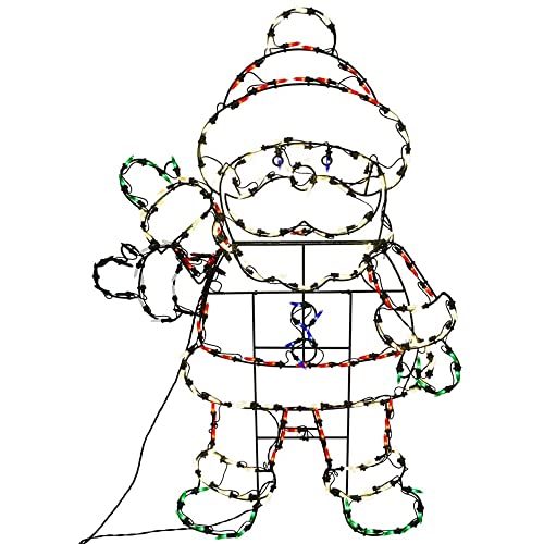 PRODUCTWORKS Pro-Line 48 Inch Waving Santa Indoor/Outdoor Christmas Yard Decoration, 200 Animated LED Multi-Color Lights