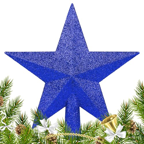 SULOLI Weihnachtsbaumspitze,Christbaumspitze Stern,Glänzender Weihnachtsstern,Tannenbaumspitze Für Weihnachtsbaumschmuck Ornament Party Dekoration(Blau)