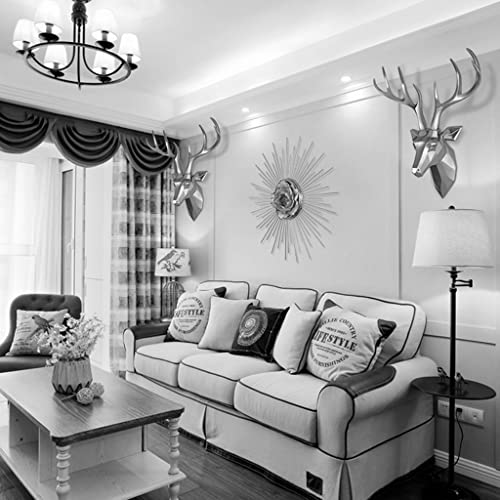 Wall-Mounted Deer Head, Geometric Deer Head Sculpture,Metal Wall Art Decor, Light Luxury Living Room Resin Deer Head Sculpture, Lucky Wall-Mounted 3D Animal Head Statue ( Color : Blue , Size : 17.7In* #TOP5