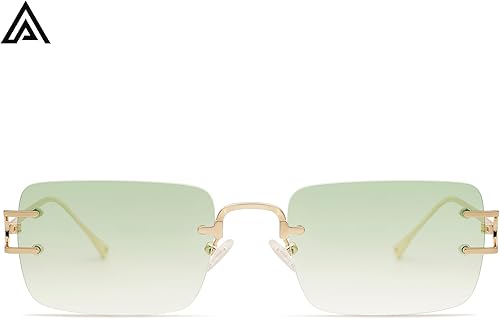 Miniatura 3 de Gafas de sol rectangulares sin montura para mujeres y hombres, gafas de sol cuadradas sin marco AP3627