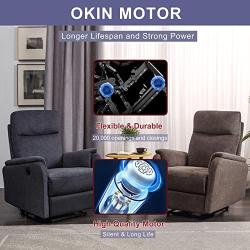 Plococo Power Recliner Chair For Living Room, Electric Compact Fabric Single Sofa Chair With Usb Port, Armrest Button Control, Antiskid Fabric #TOP3