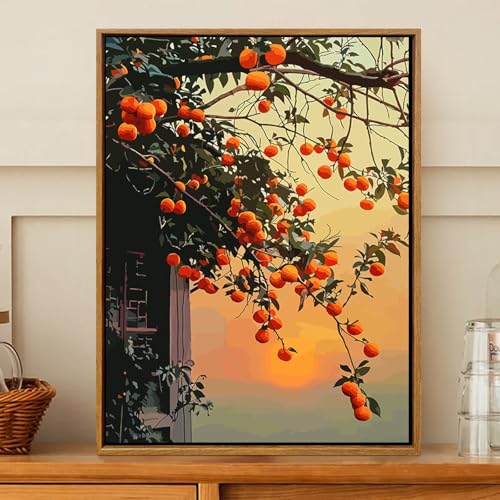 HJOSWVNS Laminas Decorativas Naranja Verde Oscuro Laminas Cuadros Decoracion Salon Modernos Baño Cocina Dormitorios Posters Para Pared Wall Art Sin Marco Laminas Decorativas Pared 60x90cm/1 Pcs