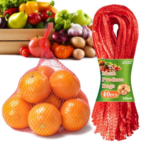 Sukh 90PCS Mesh Produce Bags for Vegetables and Fruits