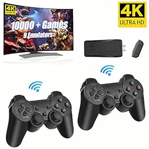 FUNTELL-Wireless-Retro-Game-Console-Plug-Play-Video-TV-Game-Stick-with-10000-Games-Built-in-64G-9-Emulators-4K-HDMI-Nostalgia-Stick-Game-for-TV-Dual-24G-Wireless-Controllers