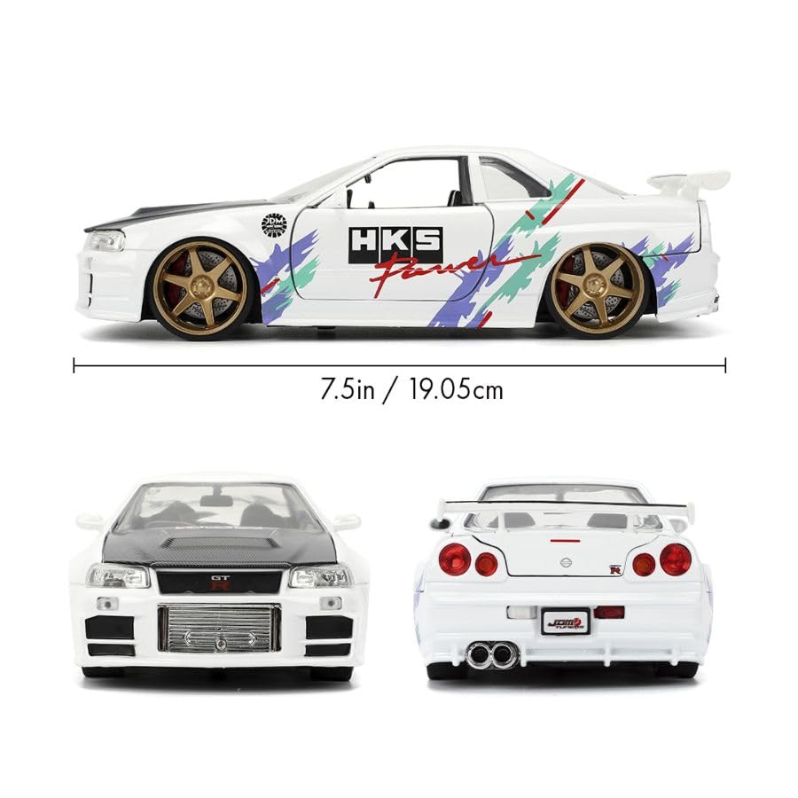 Jada Toys JDM Tuners 1:24 Die-Cast 2002 Nissan Skyline GT-R Blanco miniatura 5