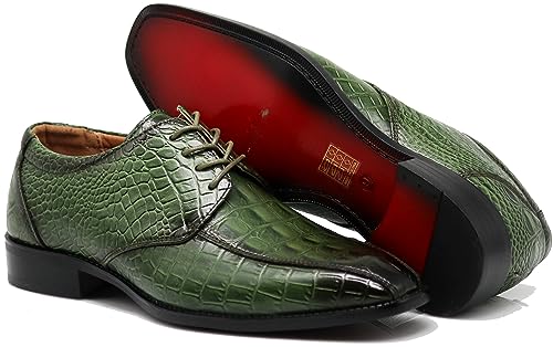 Image of Gator3N Men's Alligator Crocodile Print Oxfords Fashion Lace Up Dress Shoes