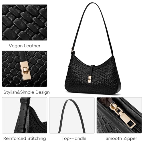 Image of CLUCI Woven Shoulder Bag for Women, Small Vegan Leather Purse