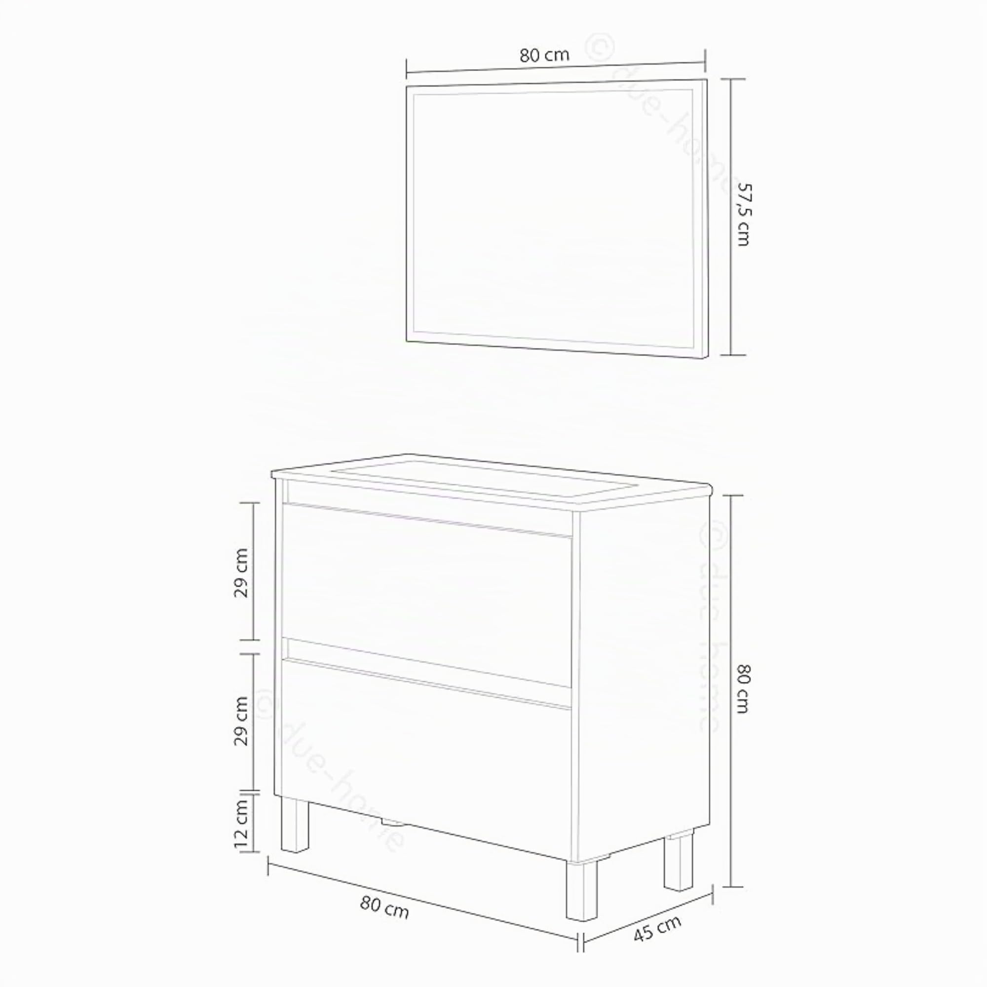ARKITMOBEL Set Mobile Bagno e Specchio, Legno, Nordik, 80 x 80 x 45 cm