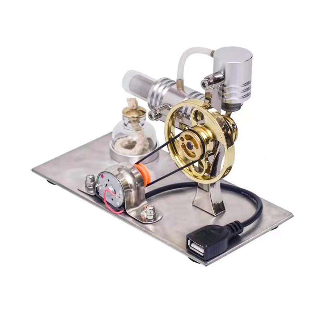Kisss Stirlingmotor Bausatz, L-förmig Sterlingmotor Motor Externer Stirlingmotor Modell, Stirlingmotor Stromgenerator Dampfmaschine Modell für Technikbegeisterte DIY Experiment Lernspielzeug