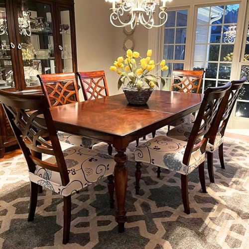 Image of SearchI Stretch Dining Chair Seat Covers Set of 8, Soft Washable Seat Covers for Dining Chairs, Dining Room Seat Cover Protector (Rear-Covered, Ball Flower)