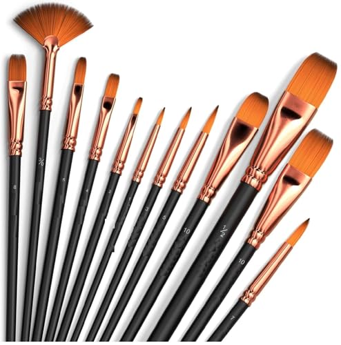 Eclet Craft Painting Brushes Set of 12 Professional Round Pointed Tip Nylon Hair Artist Acrylic Paint Brush for Acrylic/Watercolor/Oil Painting(N) (B0CKW9P9Z7) Amazon Price History, Amazon Price Tracker