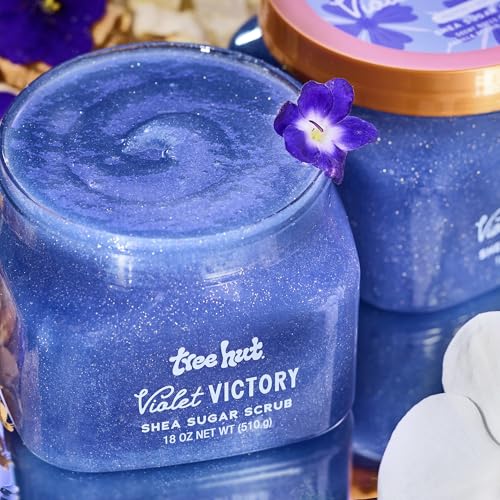 Image of Tree Hut Violet Victory Shea Sugar Scrub, Exfoliating, Hydrating & Moisturizing Body Scrub with Shea Butter & Natural Oils, Smooth & Soften Skin, Polishing Exfoliant for Radiant Skin, 18 oz