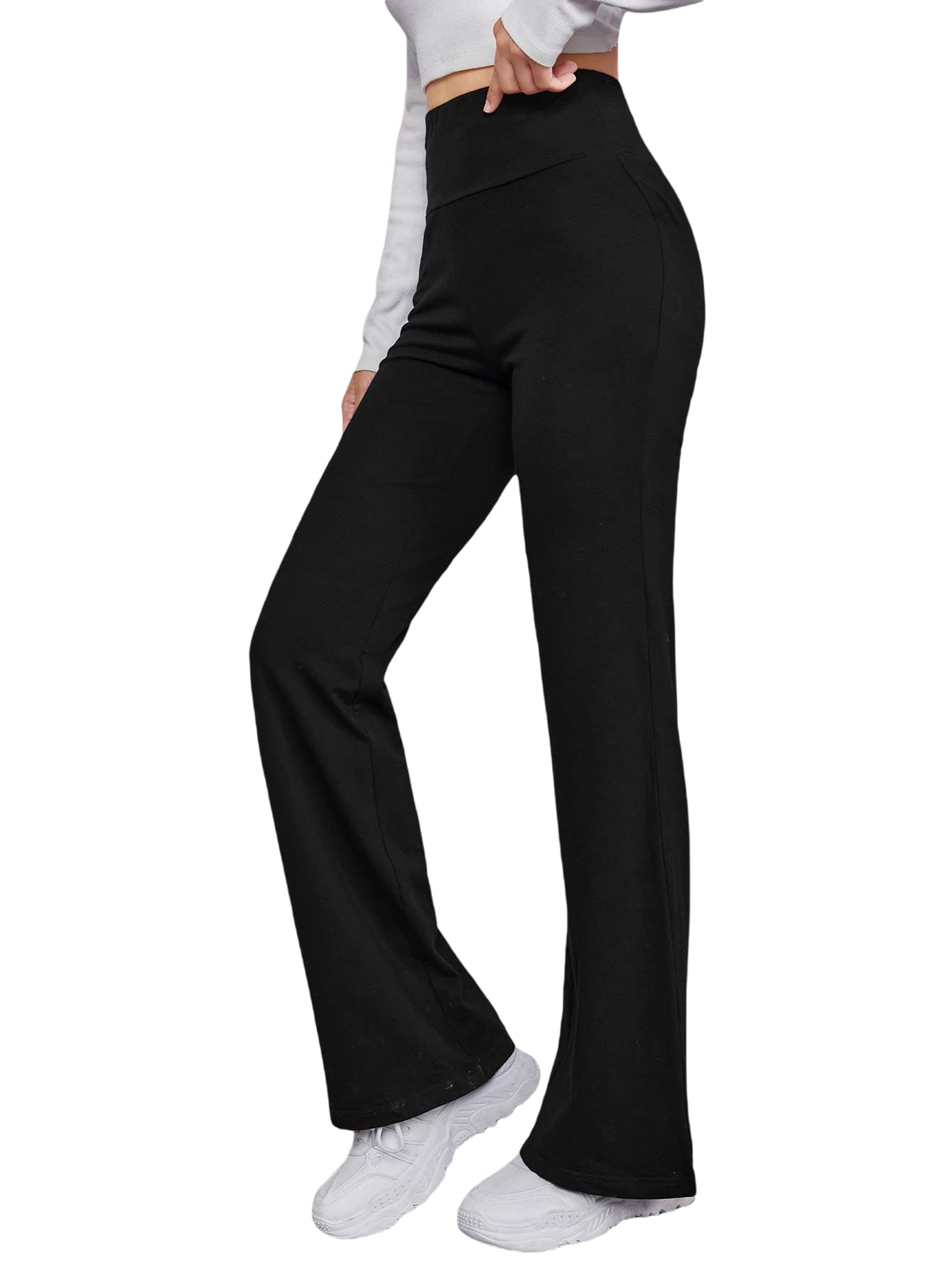 SheInWomen's Elastic High Waist Solid Long Pants Trousers