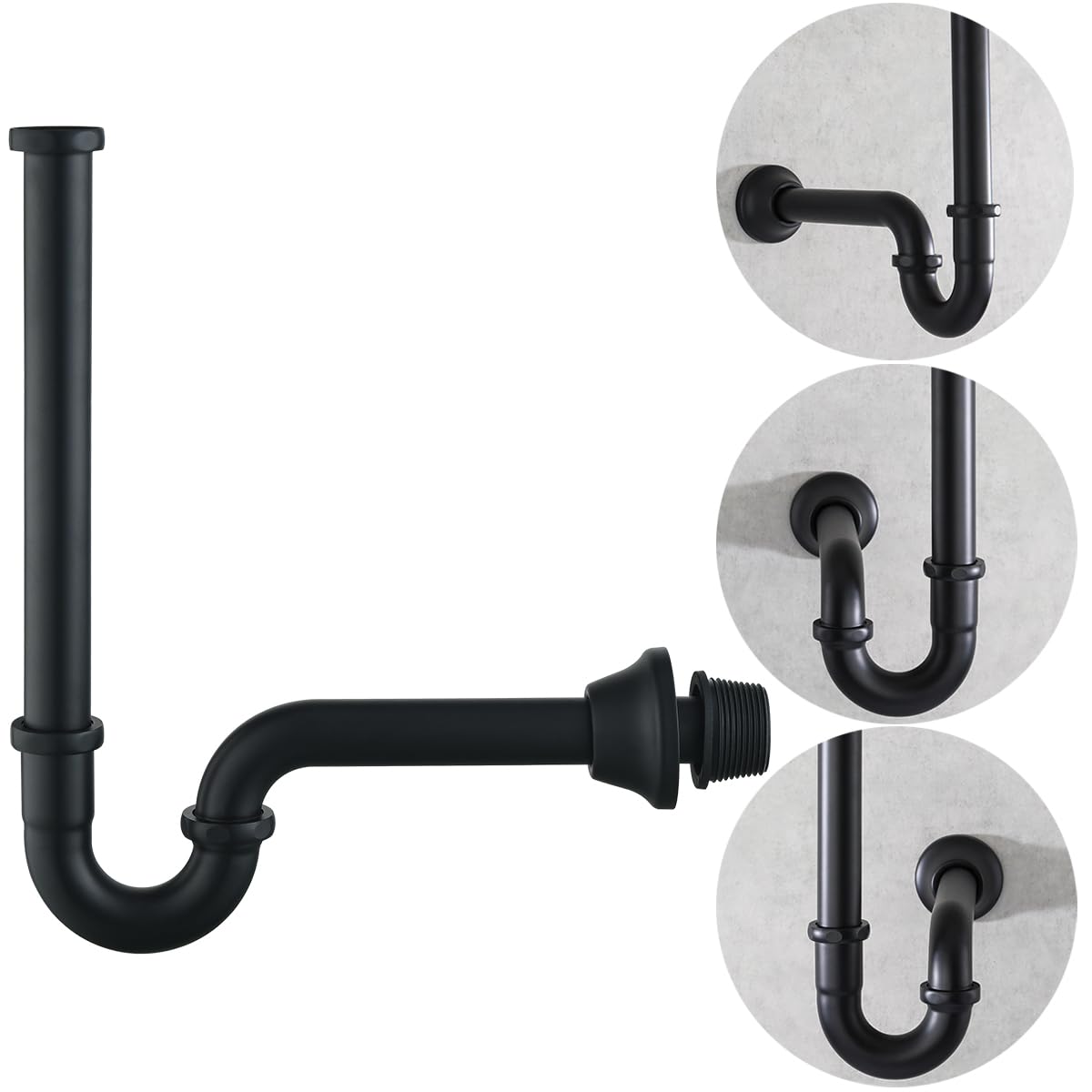 RANDOM RD83555MB-L - Trampa para fregadero de baño de latón en forma de U de 1-1/4 pulgadas con tubo de extensión de junta deslizante, botella de drenaje de residuos de altura ajustable, kit de trampa