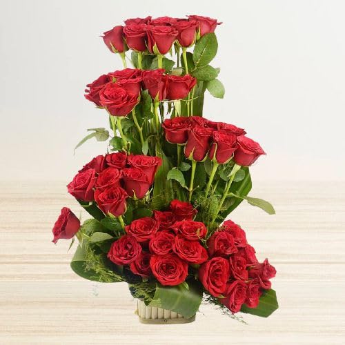 IFG's Beautiful Basket Arrangement of Red Roses, 48 pcs Fresh Flowers - Same Day Delivery-image-48