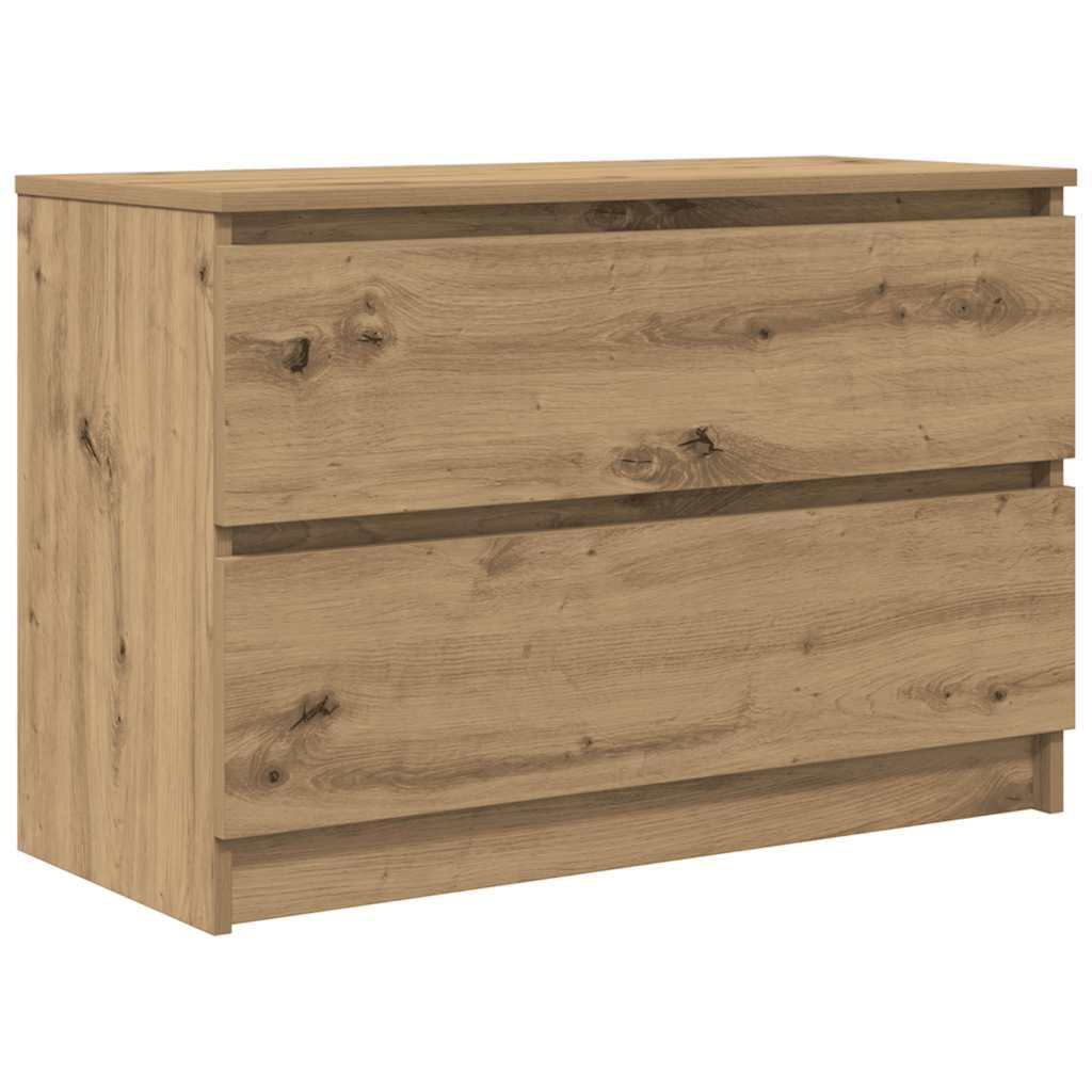 Szafka pod telewizor, dąb Artisan, 80 x 35 x 54 cm, materiał drewnopochodny, konsola medialna z 2 szufladami, łatwe w pielęgnacji, centrum rozrywki do salonu, sypialni