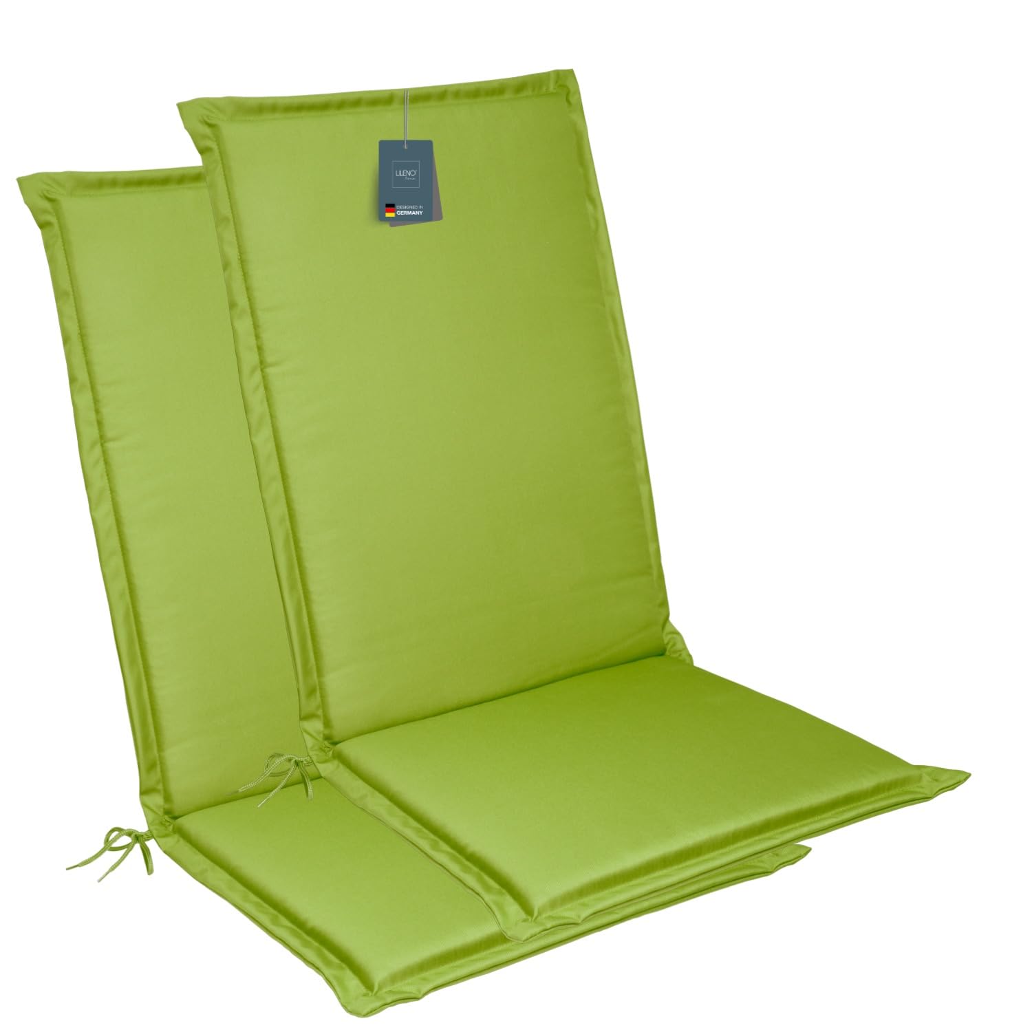 LILENO HOME Mia Garden Chair Cushions [Set of 2 - High-Back] in Apple Green - Comfortable Loungers as Seat Cushions for Garden Furniture - Chair Cushions for Garden Chairs and Folding Chairs — image 1