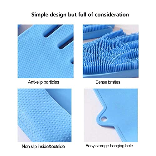 Image of Magic Silicone Cleaning Hand Gloves for Kitchen Dishwashing and Pet Grooming, Washing Dish, Car, Bathroom (multicolor) (C)(pack of)