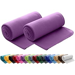 OekoTex - Juego de 2 mantas de forro polar (130 x 160 cm, aprox. 400 g, con antibolitas y borde de ribete), color morado