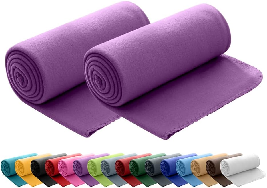 2-częściowy zestaw polarowych koców polarowych OekoTex 130 x 160 cm waga ok. 400 g z powłoką zapobiegającą mechaceniu i brzegiem brzegów czarne