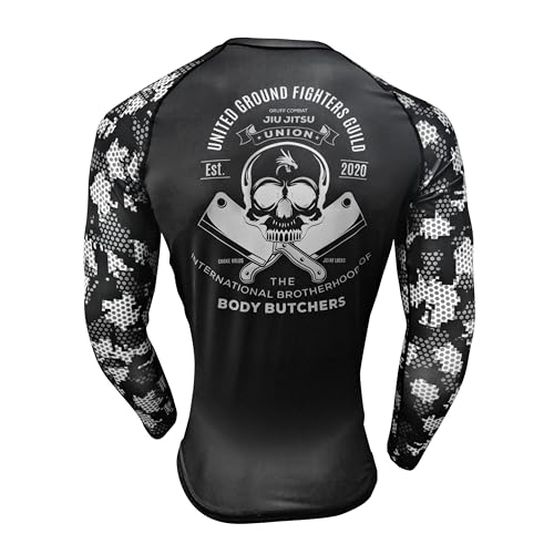 BJJ Rash Guards Grappling MMA Jiu Jitsu No Gi Shirt Fight Wear, Long Sleeves.