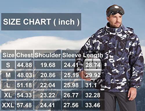 Image of ELLSWOS Men's Waterproof Ski Jacket Winter Snow Coat Warm Hooded Raincoat Windproof Windbreakers