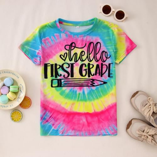 Image of MODNTOGA Kid Girl Boy First Day of School Shirt Back to School T-Shirt Hello Kindergarten 1st 2nd 3rd Grade Graphic Tee Tops