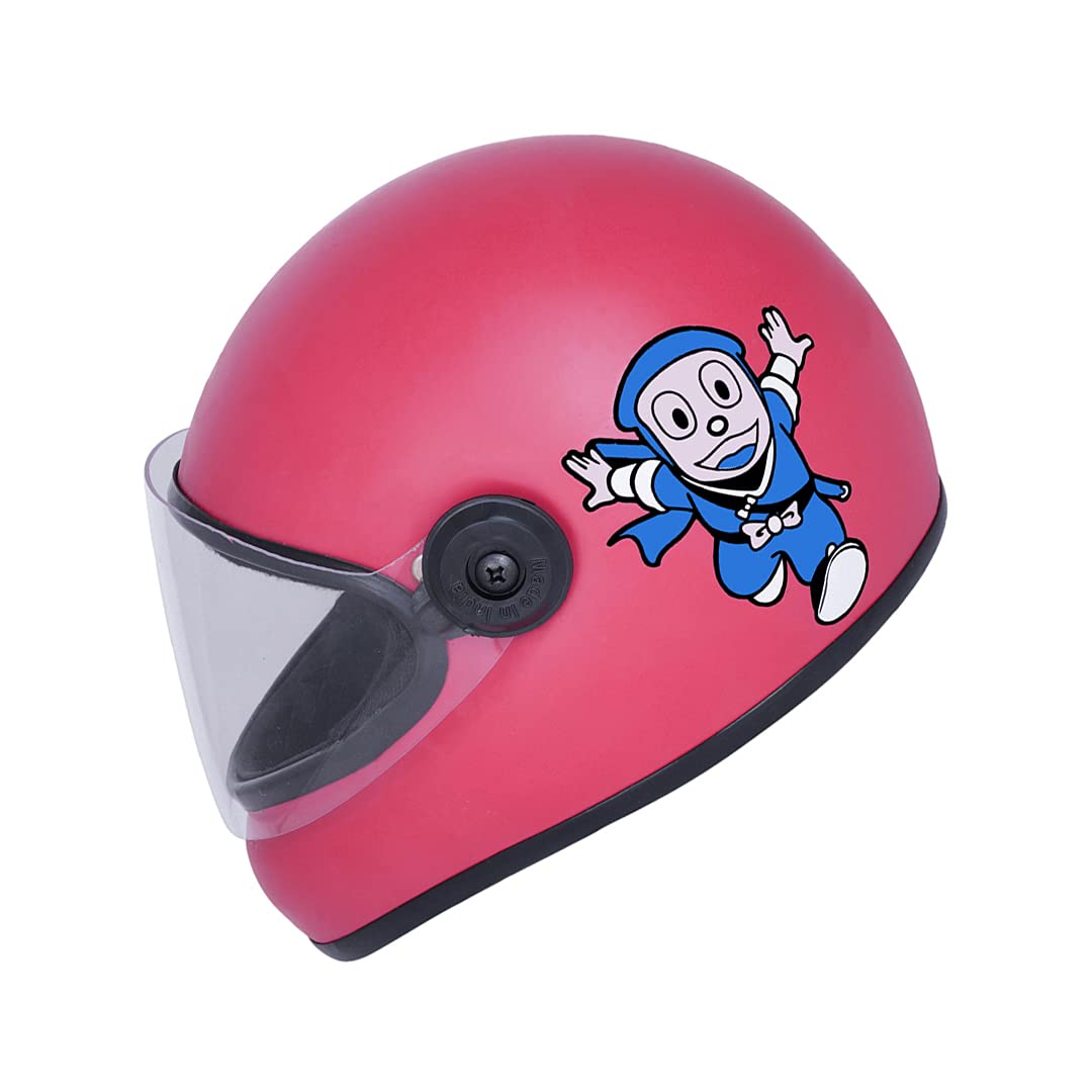 Western Era Stylish Cartoon Character Sticker Full Face Helmet for Kids || Baby Safety and Comfort || (3-12 Years) (Pink Matte) (Non-Motorized)-image-34